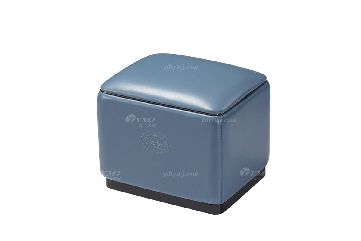輕奢后現(xiàn)代風(fēng)格家具高端會所別墅品牌家具時(shí)尚客廳藍(lán)色真皮坐墩方凳